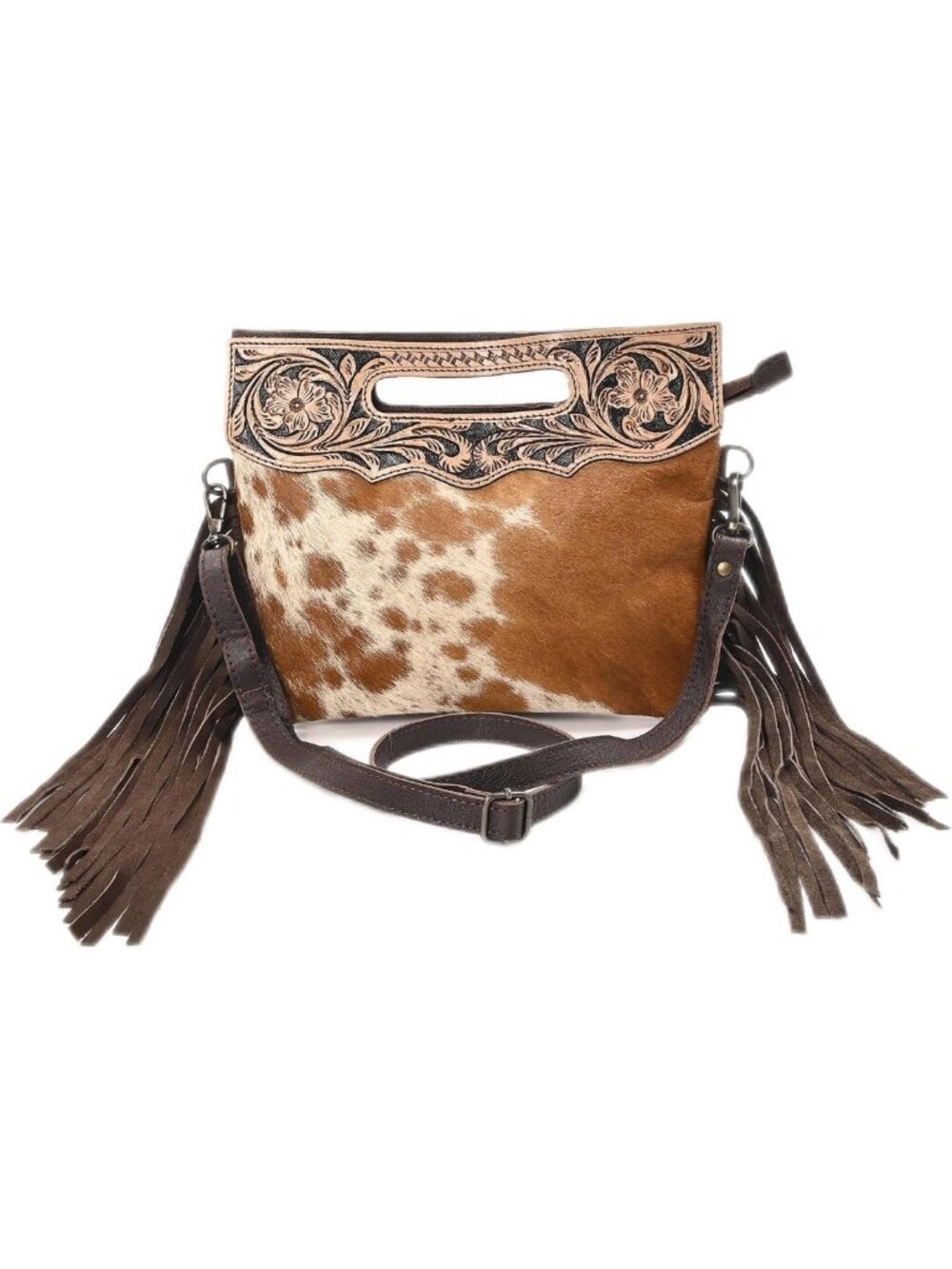 Stylish Natural Cowhide Leather Crossbody Sling Bag with Adjustable Strap